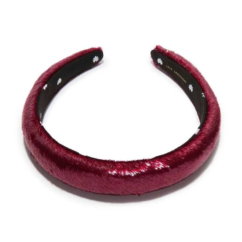 Lele Sadoughi Charlotte Thin Padded Liquid Velvet Headband Tapestry Red OS